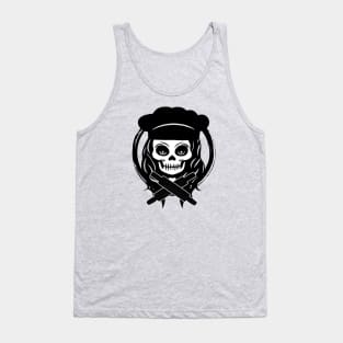 Female Baker Skull and Rolling Pins Black Logo Tank Top